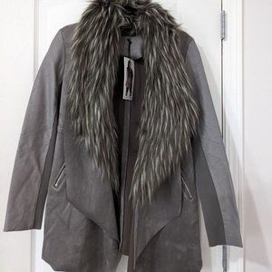 BLACK TAPE: Suede Jacket with faux fur